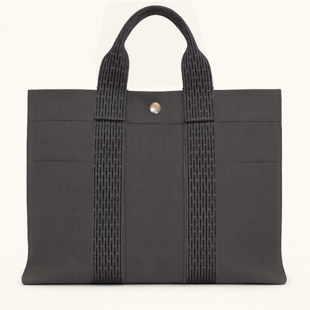 Hermes Fourre-Tout MM Tote – Graphite Gray Canvas – Made in France